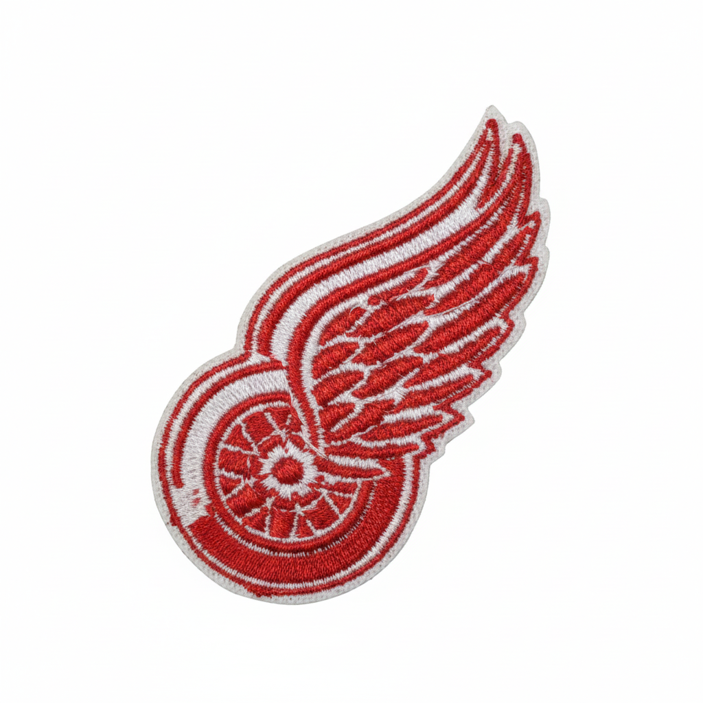 Detroit Red Wings Embroidered Patch – White Background Studio Shot