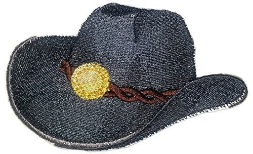 Parche bordado para planchar o coser, personalizado y único, de sombrero de vaquero [11,4 x 10 cm] [Hecho en EE. UU.]