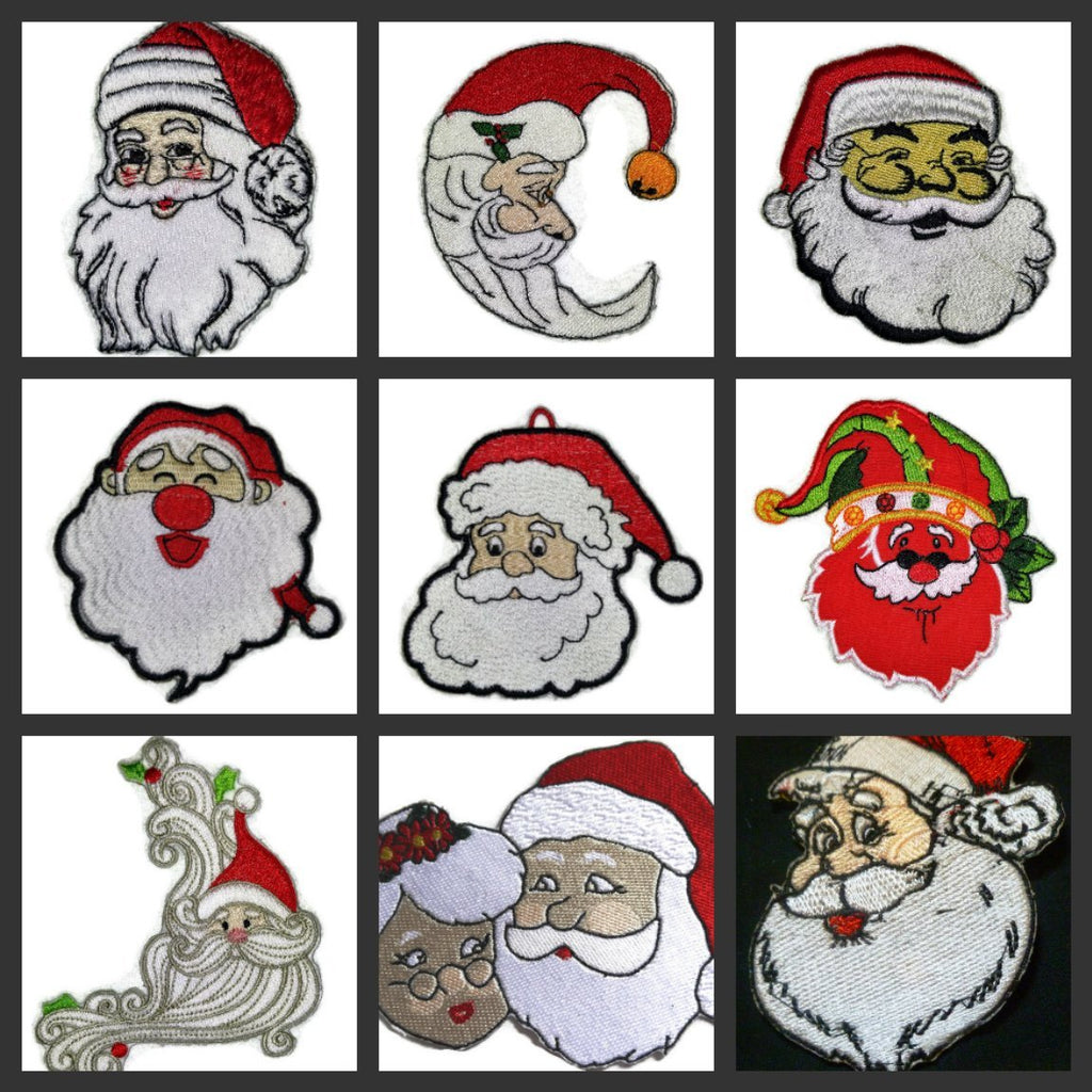 Santa Face [Laughing] Embroidered Iron on/Sew Patch (3" x 3") [Made in USA]