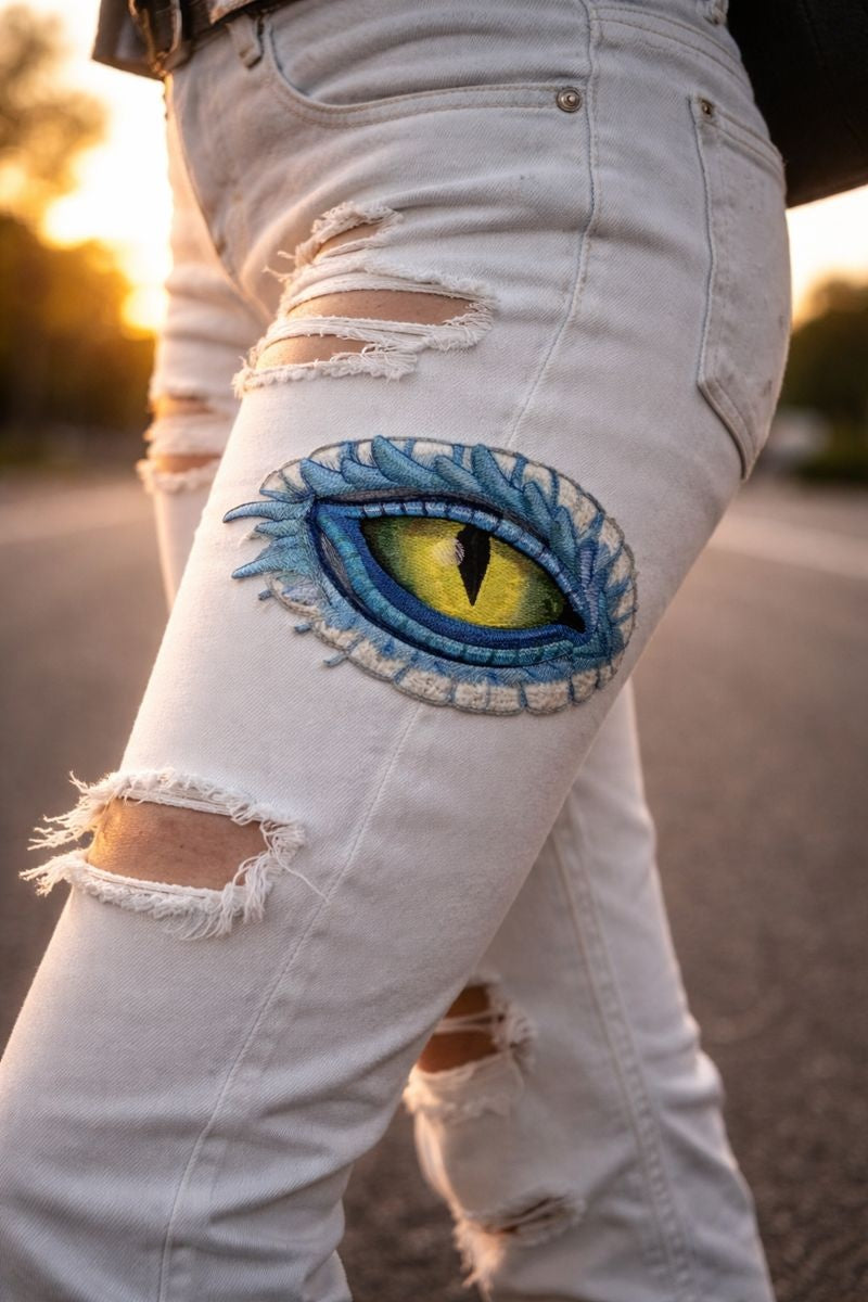 Parche bordado para planchar o coser con diseño de ojo de dragón de Misterio a Magia [8,8" x 5,85"]