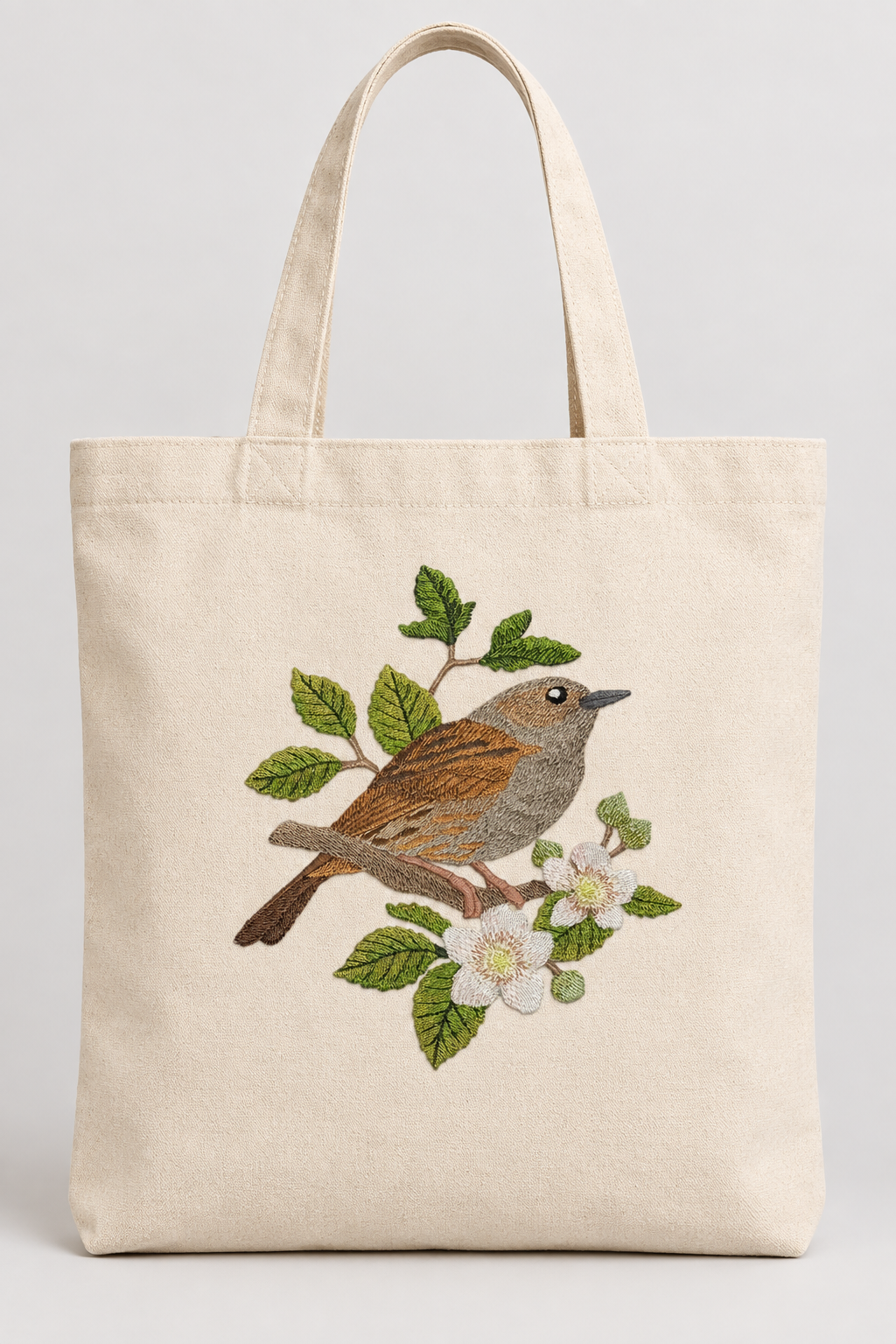 Dunnock on Blackberry Branch embroidered iron-on patch