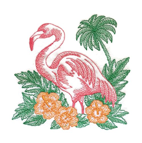 Nature Weaved in Threads, Amazing Birds Kingdom [Tropical Flamingo Scene] [Custom and Unique] Embroidered Iron on/Sew Patch [4.85" x "4.85"] [Made in USA]