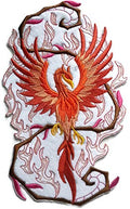 Embroidered patch of a phoenix bird on a white background