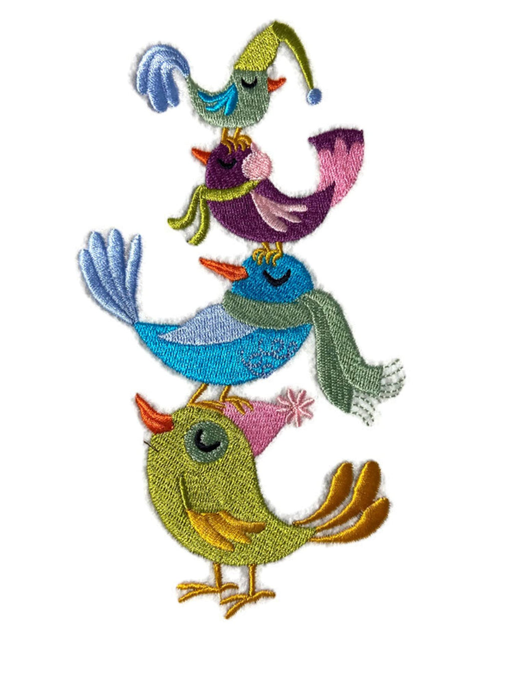 Parche bordado para planchar o coser con diseño de pájaro invernal, tejido en hilos. Fabricado en EE. UU.