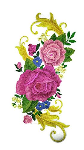 Custom and Unique Garden's Best Delight [Rose Spray with Flourish] Embroidered Iron on/Sew Patch (5.78" x 11.72") [Made in USA]