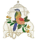 Nature Weaved in Threads, Birds Kingdom [Birdcage with Bluebird] [] / (8.82" x 6.85") [] embroidered iron-on patch
