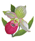 Watercolor Lady Slipper Bloom (5.1" x 4.89") embroidered iron-on patch