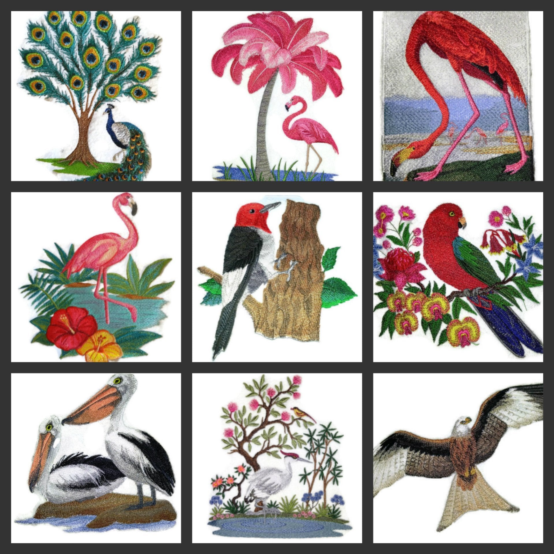 BeyondVision Nature Tejido en Hilos, Reino de las Aves Increíbles [Flamenco e Hibisco en Acuarela] [Personalizado y Único] Parche Bordado para Planchar o Coser [7" x 7.79"] [Hecho en EE. UU.]