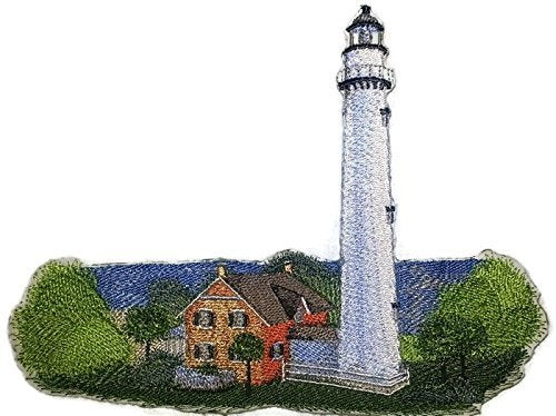Parche bordado termoadhesivo/cosido "Capitán Veo la Luz" de BeyondVision, personalizado y único, faro [Faro de la Isla de San Simón] [19 x 14 cm] [Hecho en EE. UU.]