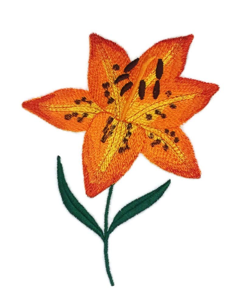 Custom and Unique (Bloom Tiger Lily) A Inspirational Blooms Flower Embroidered Iron on/Sew Patch (4.8" x 6") [Made in USA]