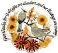 Our Blessings Are Many With Flowers And Birds (5.1" x 4.85") embroidered iron-on patch