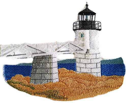 Custom and Unique Lighthouse [Marshall Point Lighthouse] Embroidered Iron on/Sew Patch (7.06" x 5.85") [Made in USA]