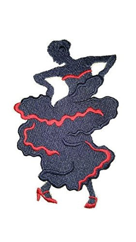 Let's Dance Custom and Unique Embroidered [Flamenco Silhouette] Embroidered Iron on/Sew Patch (5.53" x 3.5") [Made in USA]