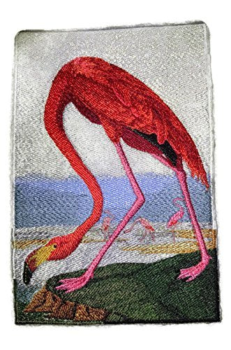 Nature Weaved in Threads, Amazing Birds Kingdom [Greater Flamingo] [Custom and Unique] Embroidered Iron on/Sew Patch (7.5" x 5.2") [Made in USA]
