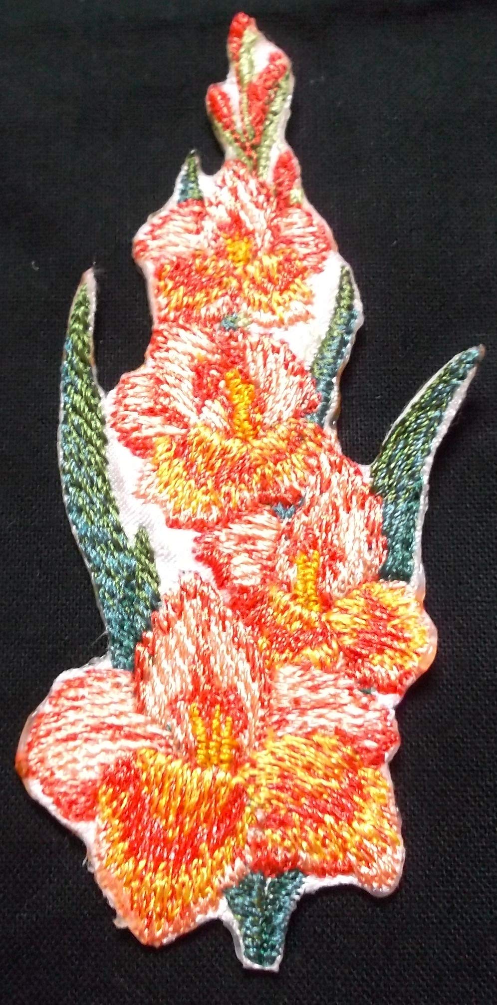 Custom and Unique Garden's Best Delight Flower [Gladiolus] Embroidered Iron on/Sew Patch (3.5" x 4") [Made in USA]