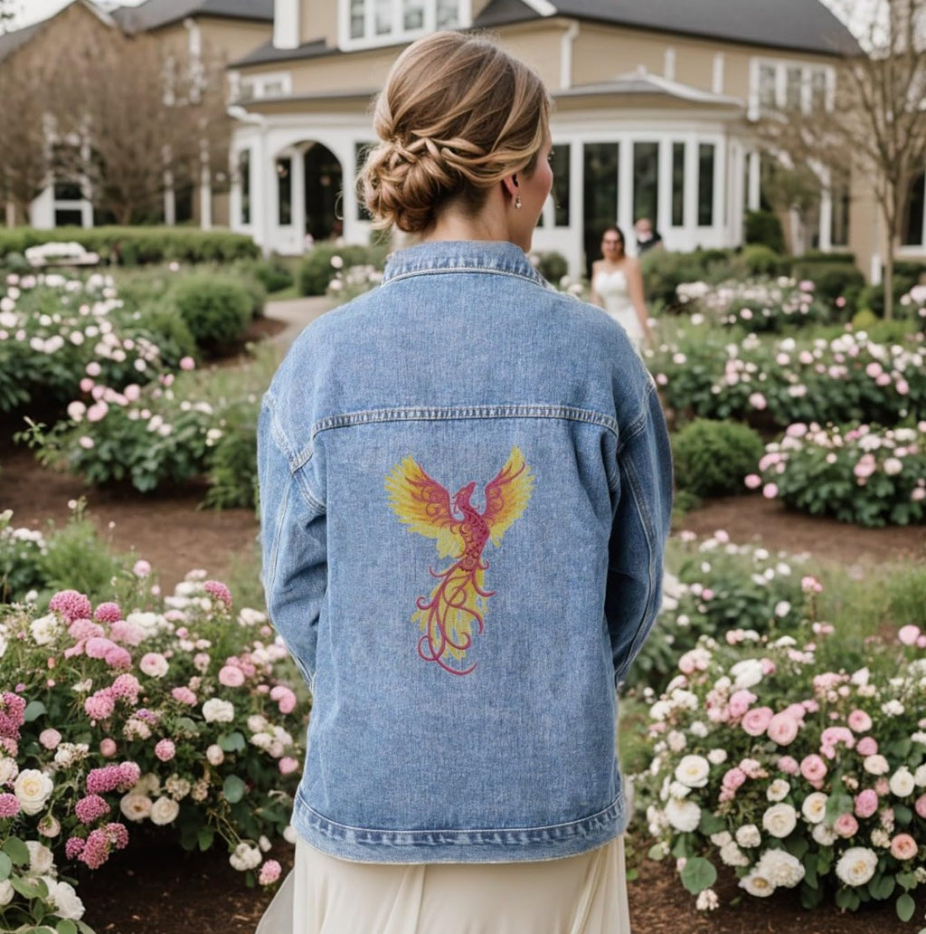 Phoenix Ascends Embroidered Patch Large (6.86" x 9.69") | Iron-On or Sew-On | Mythical Phoenix Applique