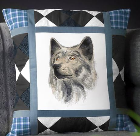 Parche bordado termoadhesivo/cosido "Beyond Vision Custom Animals" [Retrato de lobo salvaje] [17 cm de ancho x 200 cm]