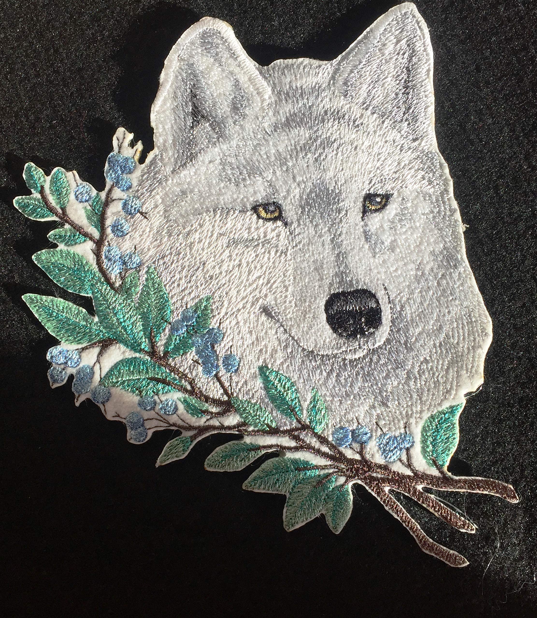 Nature Weaved in Threads, Amazing Animal Kingdom [Wolf in Winter Branches] [Custom and Unique] Embroidered Iron on/Sew Patch (6.55" x 7.79")