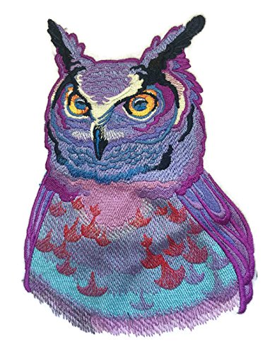 Nature Weaved in Threads, Amazing Birds [Sunset Owll [Custom and Unique] Embroidered Iron on/Sew Patch (7.8" x 5.53") [Made in USA]