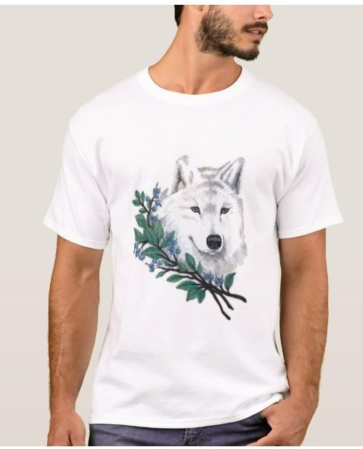 Nature Weaved in Threads, Amazing Animal Kingdom [Wolf in Winter Branches] [Custom and Unique] Embroidered Iron on/Sew Patch (6.55" x 7.79")