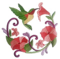 Nature Weaved in Threads, Birds Kingdom [Hummingbird Wreath] [] / (5" x 5") [] embroidered iron-on patch