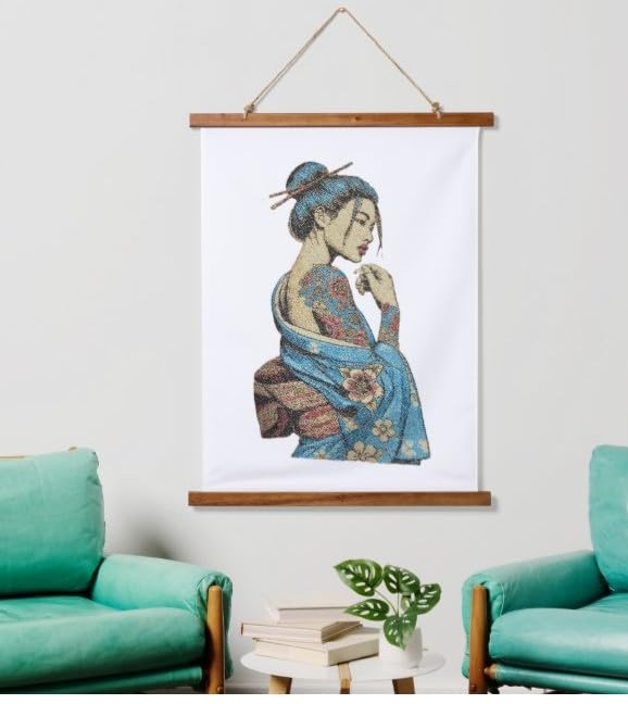 Beyond Vision Custom Geisha [Rich Japanese Culture and Tradition] Embroidered Iron On/Sew Patch (10.12" x 5.59")