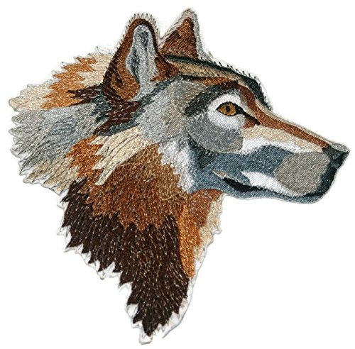 Nature Weaved in Threads, Amazing Animal Kingdom [Wolf Head ] [Custom and Unique] Embroidered Iron on/Sew Patch (7.5" x 7") [Made in USA]