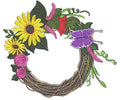 Butterfly and Flower Wreath (5.68" x 4.84") embroidered iron-on patch