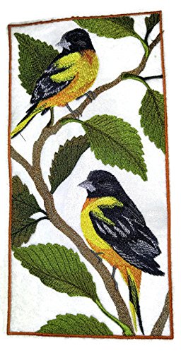 Naturaleza entretejida en hilos, Reino de las aves asombrosas [Panel de oropéndola de Baltimore] [Personalizado y único] Parche bordado para planchar o coser [9,42" x 4,73"] [Hecho en EE. UU.]