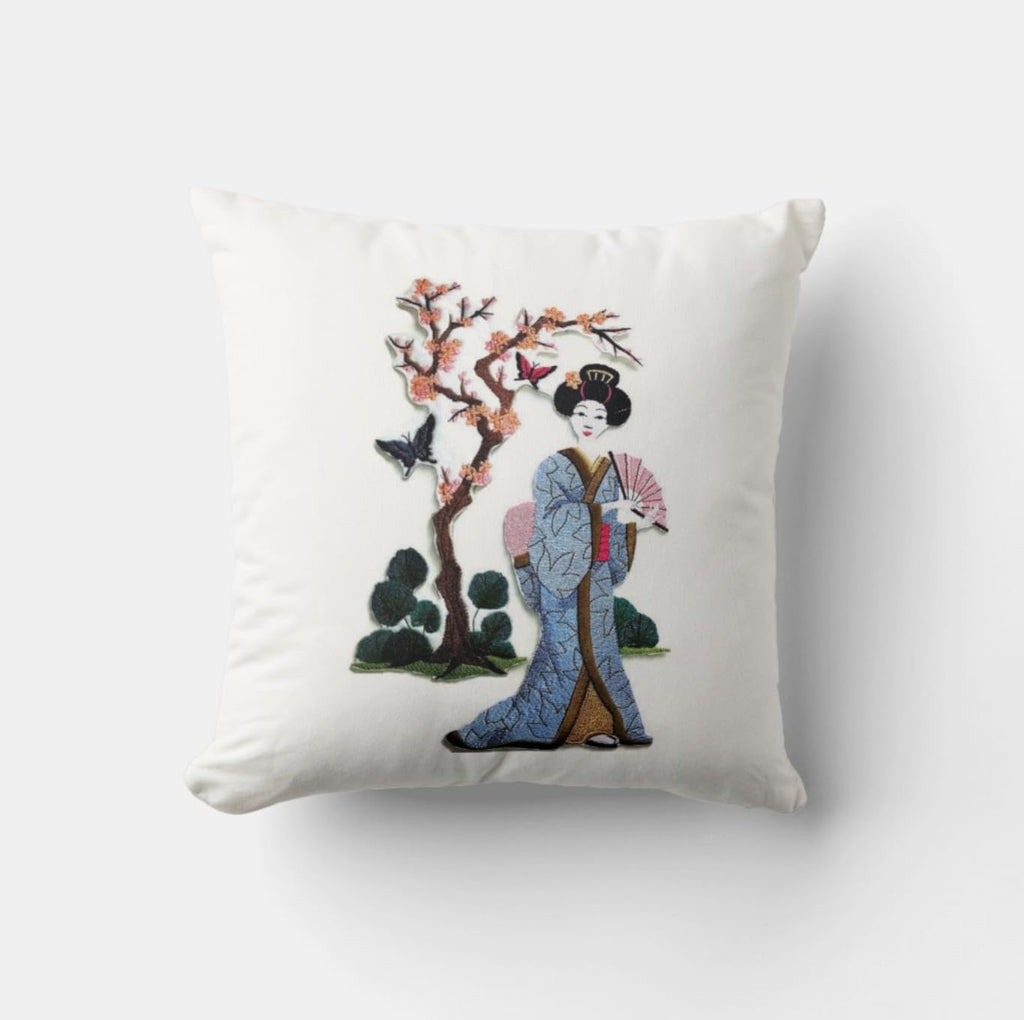 Amazing Custom Geisha Portraits [Geisha and Butterflies] [Rich Japanese Culture and Tradition] Embroidered Iron On/Sew Patch (11.5" x 6.88") [Made in USA]