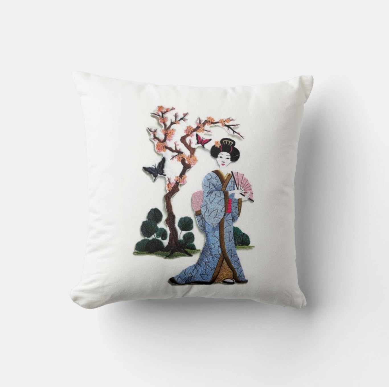 Amazing Custom Geisha Portraits [Geisha and Butterflies] [Rich Japanese Culture and Tradition] Embroidered Iron On/Sew Patch (11.5" x 6.88") [Made in USA]