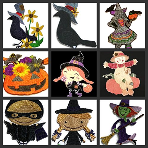 Custom and Unique Happy Halloween [ Winnifred Witch on The Moon ] Embroidered Iron on/Sew Patch (4.83" x 5.47") [Made in USA]