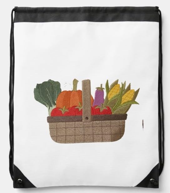 Custom and Unique Autumn [ Autumn Bounty Basket ] Embroidered Iron on/Sew Patch (6.8" x 4.3")