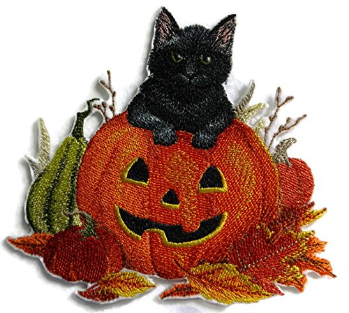 BeyondVision Custom and Unique Happy Halloween [Too Cute to Spook Kitten] Embroidered Iron on/Sew Patch (5.33" x 5") [Made in USA]
