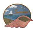 Sea Sells Seashells / (5.83" x 4.83") embroidered iron-on patch