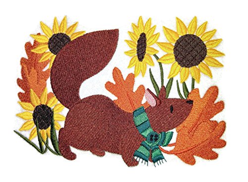 Custom and Unique Autumn [ Country Squirrel in Autumn ] Embroidered Iron on/Sew Patch [6.82x *4.87"] [Made in USA]