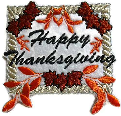 Custom and Unique Happy Thanksgiving [ Happy Thanksgiving] Embroidered Iron on/Sew Patch (3.49" x 3.14") [Made in USA]