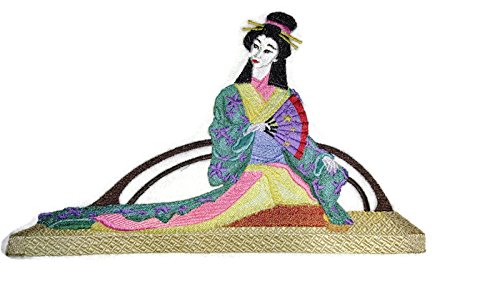 Amazing Custom Geisha Portraits [Lounging Geisha ] [Rich Japanese Culture and Tradition] Embroidered Iron On/Sew Patch (9.41" x 5.84") [Made in USA]
