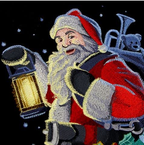 Beyond Vision Merry Christmas [Night Before Christmas Santa ] Embroidered Iron on/Sew Patch (6.9" x 9.53") [Made in USA]