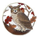 Beyond Vision Great Horned Owl in Autumn / (7.09" x 6.85") embroidered iron-on patch