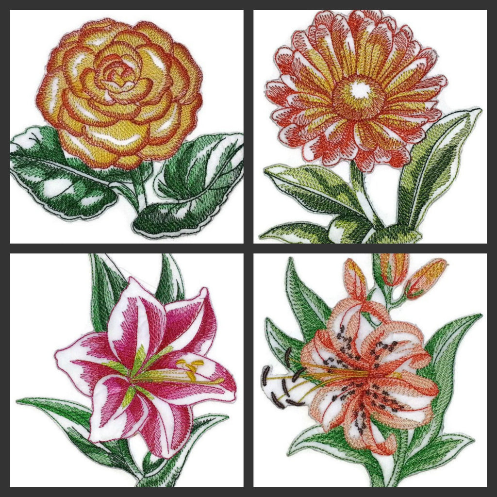BeyondVision Custom Blooming Flowers Sketch [Sketched Amaryllis Single] Embroidered Iron on/Sew Patch (4.5" x 5") [Made in USA]