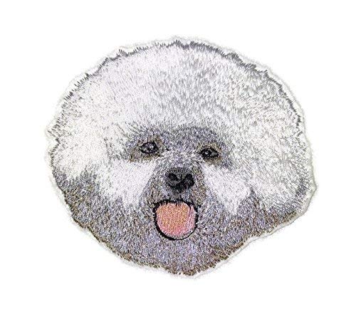 Parche bordado termoadhesivo con caras de perro [Bichón Frisé] [10 x 9,6 cm] [Hecho en EE. UU.]