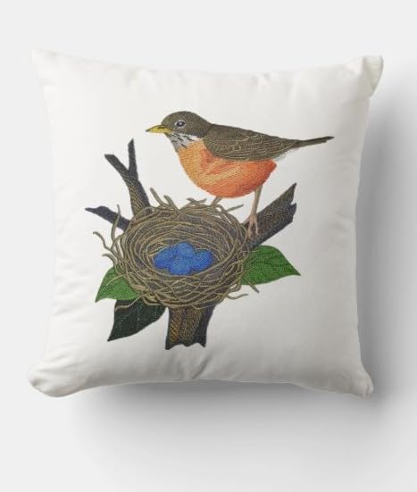 Nature Weaved in Threads, Amazing Birds Kingdom [Robin and Nest [Custom and Unique] Embroidered Iron on/Sew Patch (7.41" x 6.9") [Made in USA]