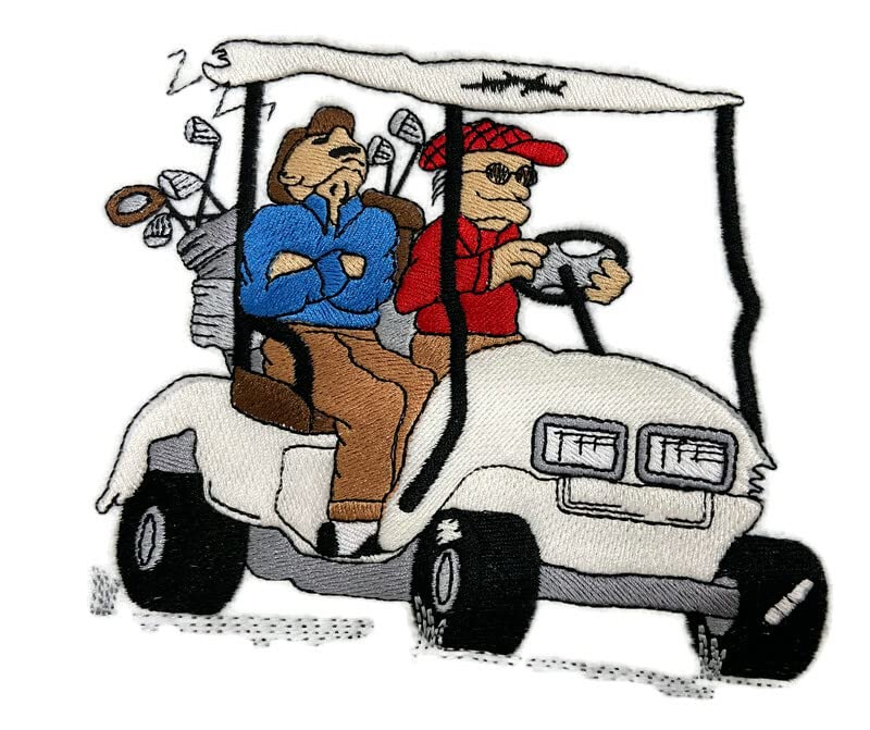Parche bordado personalizado y único para el Día del Padre [Hombre en carrito de golf] para planchar o coser [15,2 x 13,7 cm] [Hecho en EE. UU.]