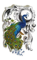 Nature Weaved in Threads, Birds Kingdom [Peacock Flourish] [] / (6.87" x 4.62") [] embroidered iron-on patch