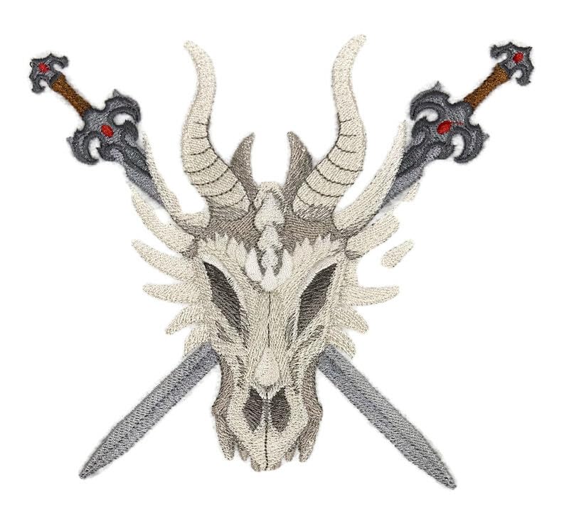 Parche bordado de calavera de dragón personalizado para planchar o coser [6,61" x 5,87"]