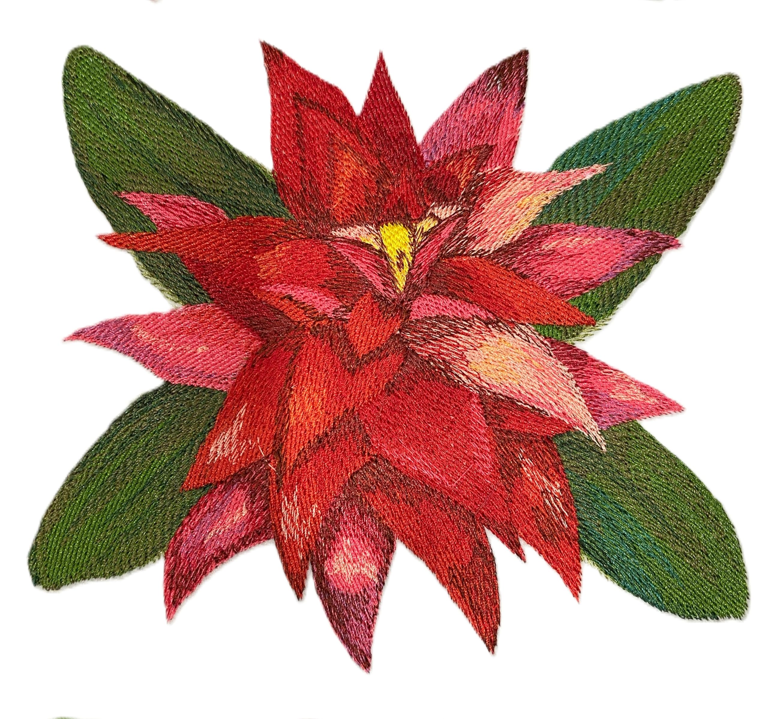 Parche bordado termoadhesivo de bromelia tropical en acuarela (6" (ancho) x 6,66" (alto))