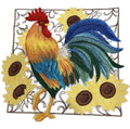 Rooster &amp; Sunflower Square (7.45" x 6.9") embroidered iron-on patch