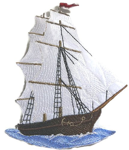 Parche bordado para planchar o coser "Ocean Calling", personalizado y único [Barco] [6,18" x 5"], hecho en EE. UU.