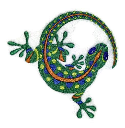 Nature's Bounty Beautiful Custom Caribbean Gecko Embroidered Iron On/Sew Patch (4.86" x 5") Made in USA